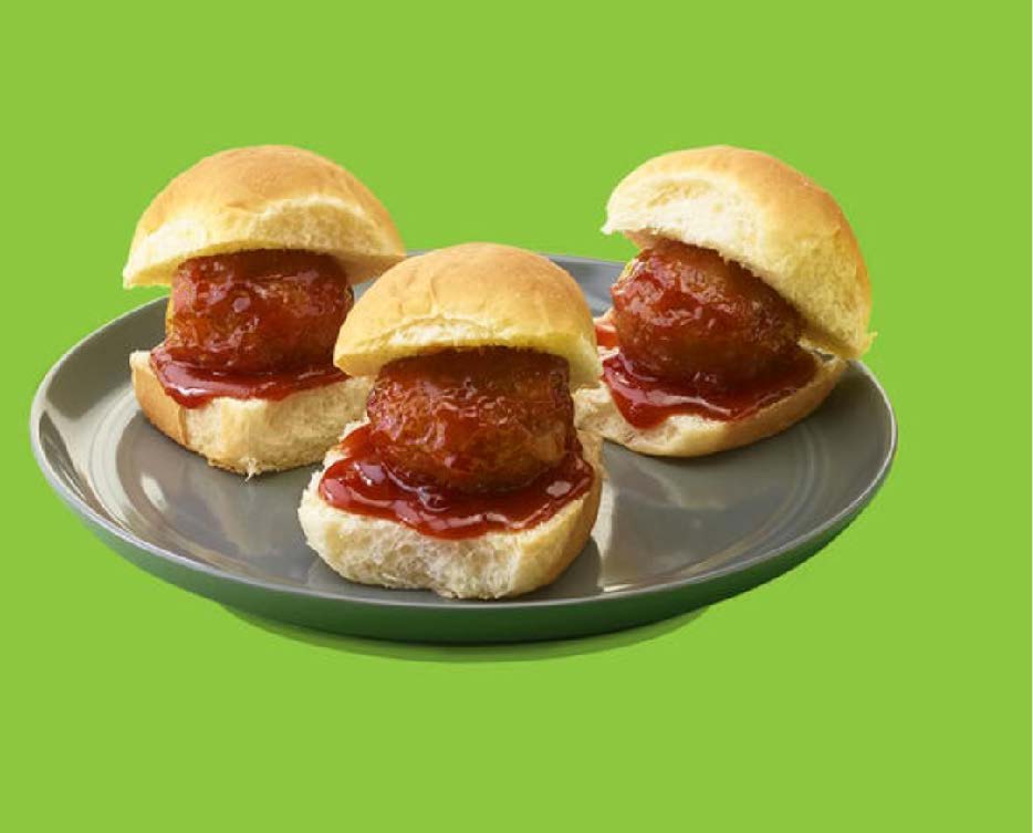 spam saucy meatball sliders on plate